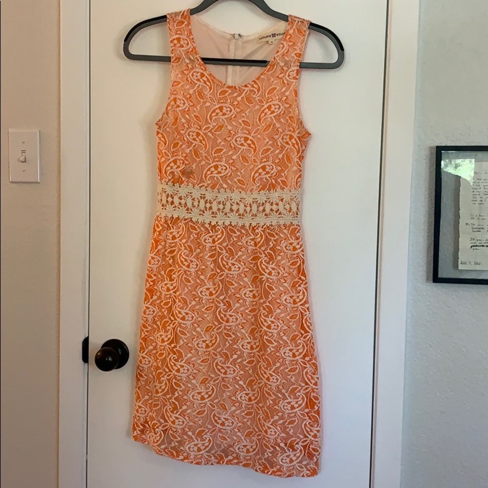 Cute & Flattering Tangerine/Cream Dress